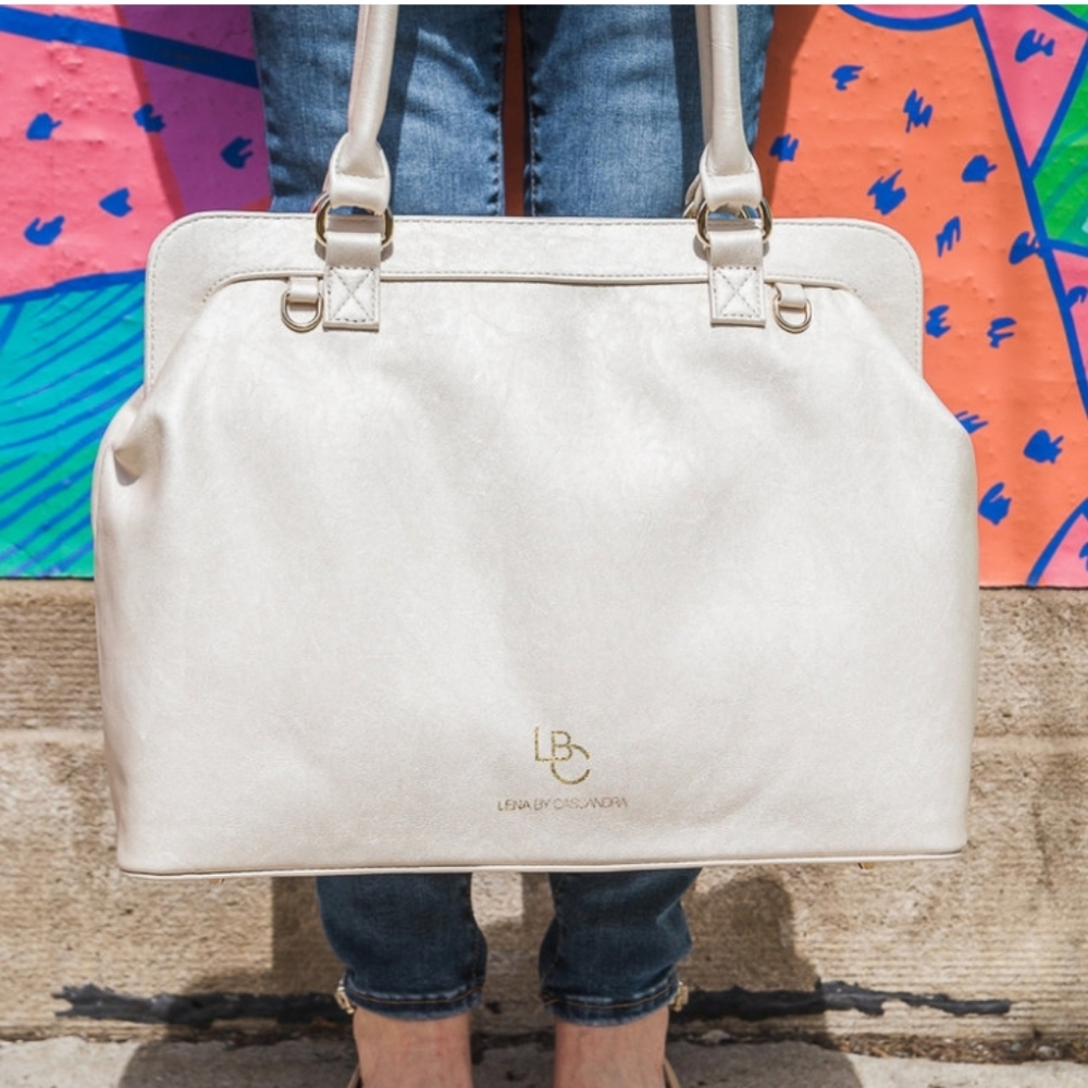 Lena By Cassandra White Vegan Leather Diaper Bag